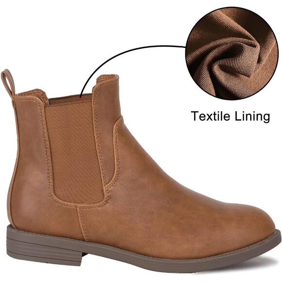 Harvest Land Women's Chelsea Brown Low Heel Comfort Ankle Boots With Side Zippe - Picture 4 of 7